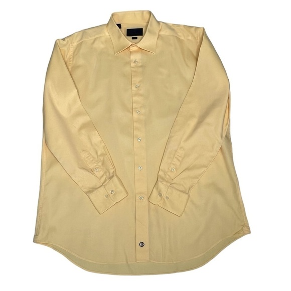 DAVID DONAHUE Yellow Long Sleeve Button Down Trim Men's Shirt Size 17.5/34-35 - Picture 3 of 16